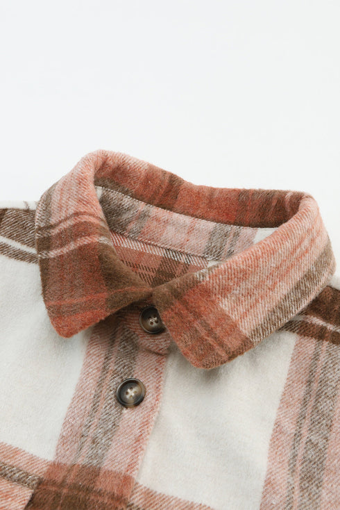 Plaid Print Flap Pockets Long Shacket
